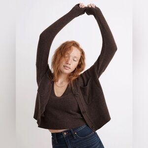 Madewell Carleton v neck sweater tank and Upton cardigan